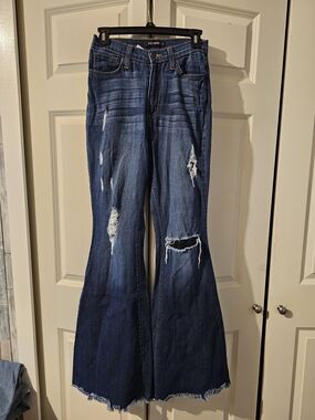 GJG DenimDistressed Dark Blue Flared Jeans